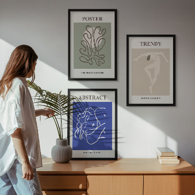 Lot de 3 tableaux pour salon Graphismes pastel d'Henri Matisse