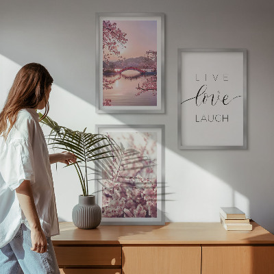 Lot de 3 tableaux pour salon Motif d'inscription du pont de fleurs