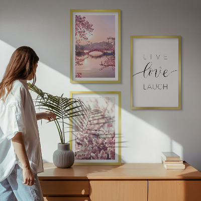 Lot de 3 tableaux pour salon Motif d'inscription du pont de fleurs