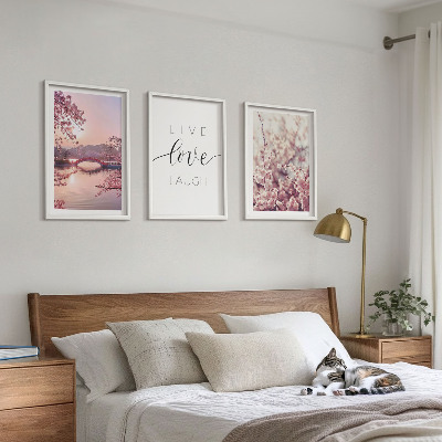 Lot de 3 tableaux pour salon Motif d'inscription du pont de fleurs