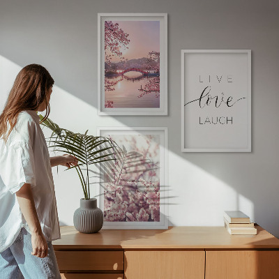 Lot de 3 tableaux pour salon Motif d'inscription du pont de fleurs