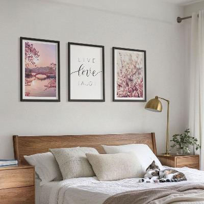 Lot de 3 tableaux pour salon Motif d'inscription du pont de fleurs