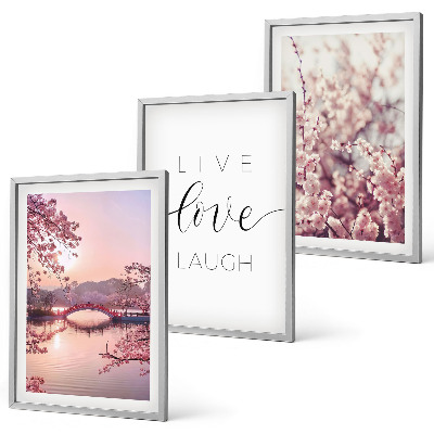 Lot de 3 tableaux pour salon Motif d'inscription du pont de fleurs