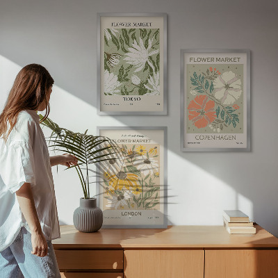 Cadre photo mural Motifs floraux de villes du monde entier