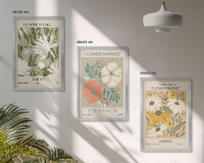 Cadre photo mural Motifs floraux de villes du monde entier