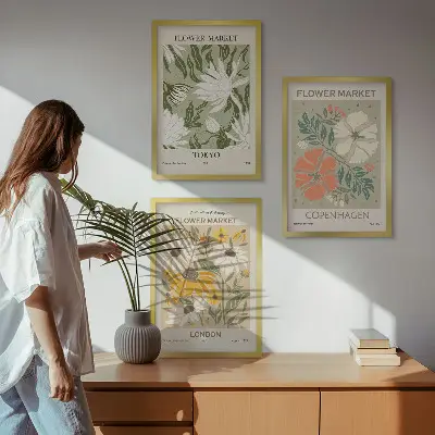 Cadre photo mural avec motifs floraux de villes du monde entier