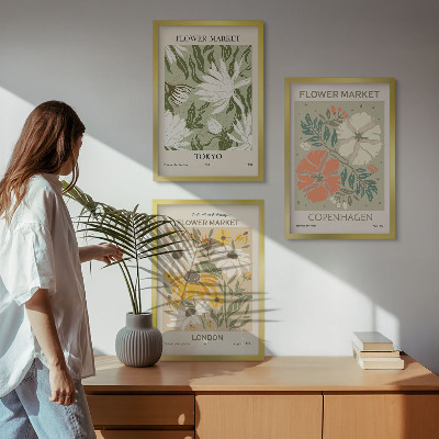 Cadre photo mural Motifs floraux de villes du monde entier