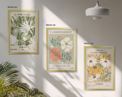 Cadre photo mural Motifs floraux de villes du monde entier
