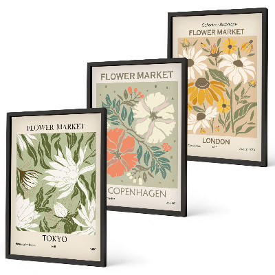 Cadre photo mural Motifs floraux de villes du monde entier
