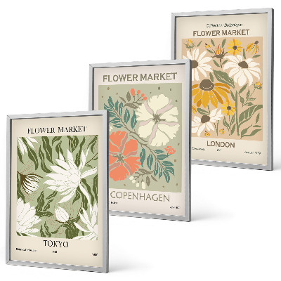 Cadre photo mural Motifs floraux de villes du monde entier