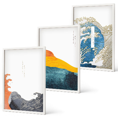 Cadre photo mural Vagues de style graphique japonais