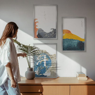 Cadre photo mural Vagues de style graphique japonais