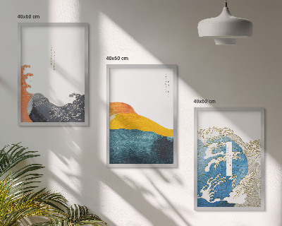 Cadre photo mural Vagues de style graphique japonais