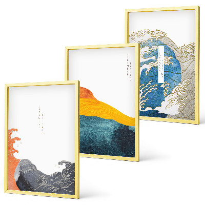 Cadre photo mural Vagues de style graphique japonais