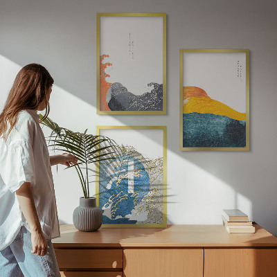 Cadre photo mural Vagues de style graphique japonais