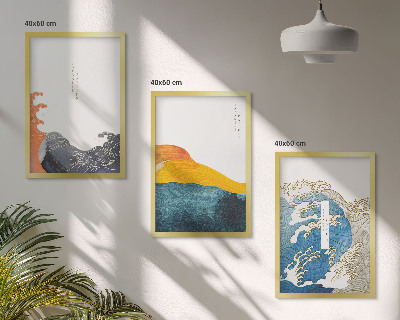 Cadre photo mural Vagues de style graphique japonais