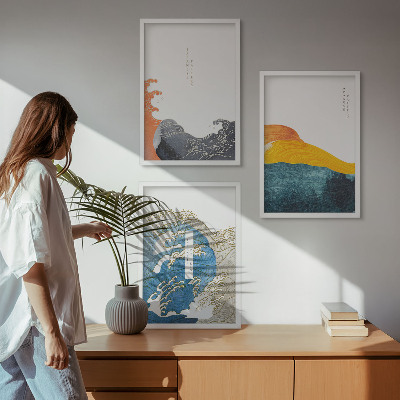 Cadre photo mural Vagues de style graphique japonais