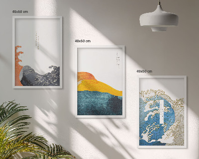 Cadre photo mural Vagues de style graphique japonais