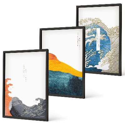 Cadre photo mural Vagues de style graphique japonais