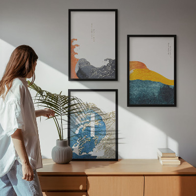 Cadre photo mural Vagues de style graphique japonais