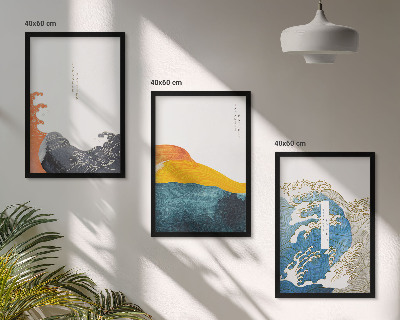 Cadre photo mural Vagues de style graphique japonais