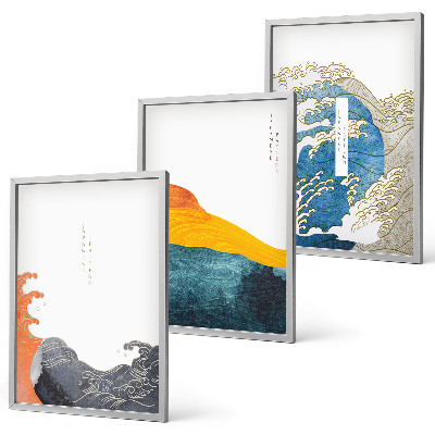 Cadre photo mural Vagues de style graphique japonais