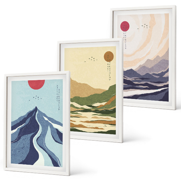 Cadre photo mural Montagnes pastel style japandi