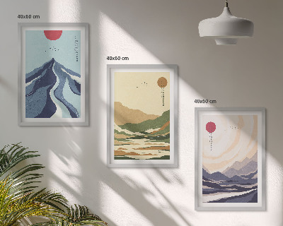 Cadre photo mural Montagnes pastel style japandi