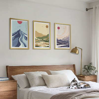 Cadre photo mural Montagnes pastel style japandi