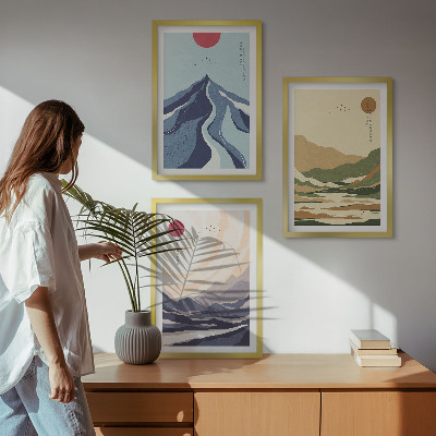 Cadre photo mural Montagnes pastel style japandi