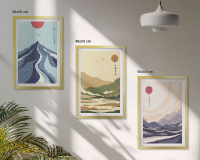 Cadre photo mural Montagnes pastel style japandi