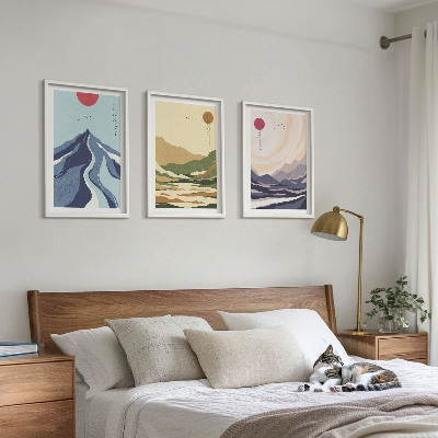 Cadre photo mural Montagnes pastel style japandi