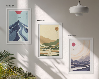 Cadre photo mural Montagnes pastel style japandi