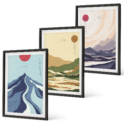 Cadre photo mural Montagnes pastel style japandi