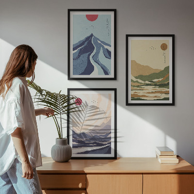 Cadre photo mural Montagnes pastel style japandi