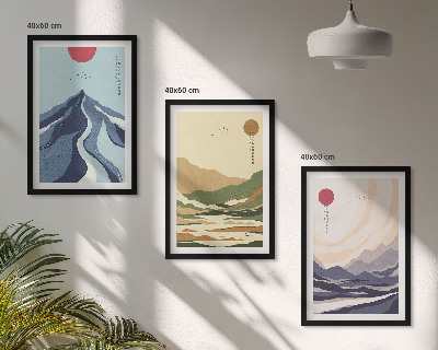 Cadre photo mural Montagnes pastel style japandi