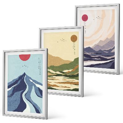 Cadre photo mural Montagnes pastel style japandi