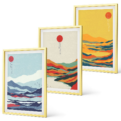 Lot de 3 tableaux pour salon Abstraction de montagnes et de rivières colorées