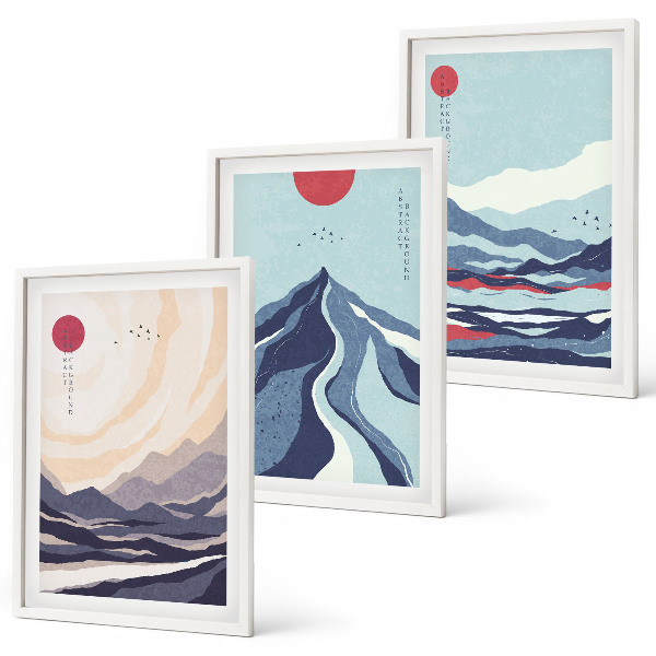 Cadre photo mural Montagnes japonaises abstraites