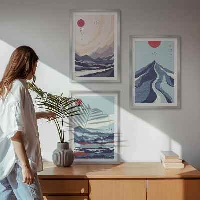 Cadre photo mural Montagnes japonaises abstraites