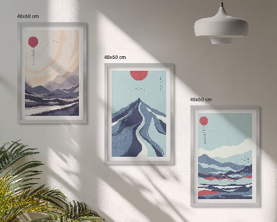 Cadre photo mural Montagnes japonaises abstraites