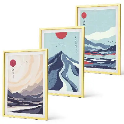Cadre photo mural représentant des montagnes japonaises abstraites