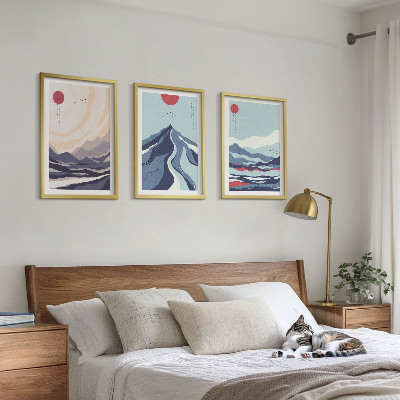 Cadre photo mural Montagnes japonaises abstraites