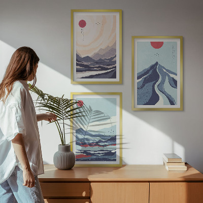 Cadre photo mural Montagnes japonaises abstraites