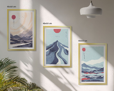 Cadre photo mural Montagnes japonaises abstraites