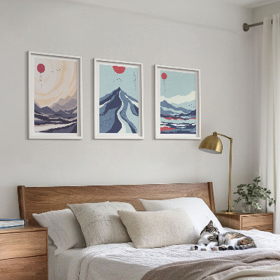 Cadre photo mural Montagnes japonaises abstraites