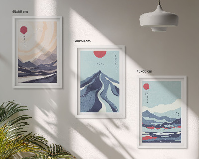 Cadre photo mural Montagnes japonaises abstraites