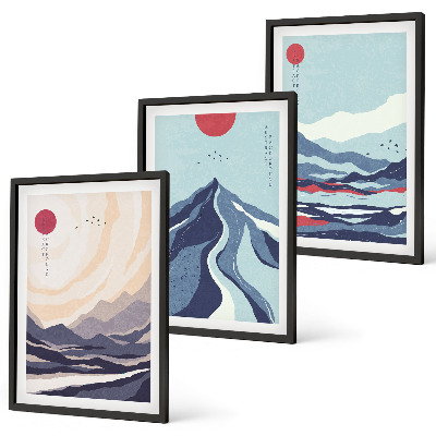 Cadre photo mural Montagnes japonaises abstraites