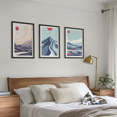 Cadre photo mural Montagnes japonaises abstraites