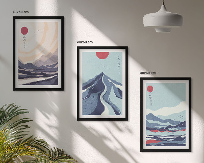 Cadre photo mural Montagnes japonaises abstraites
